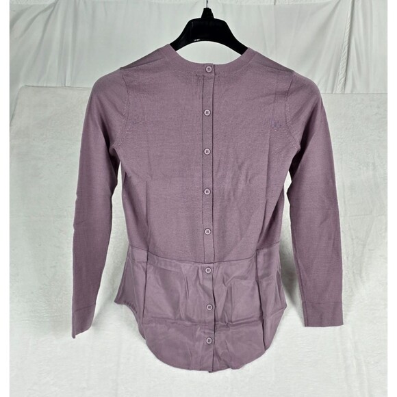 Universal Standard Tops - Universal Standard Dalia Mixed Media Merino Wool Cupro Top Women Elderberry 4XS